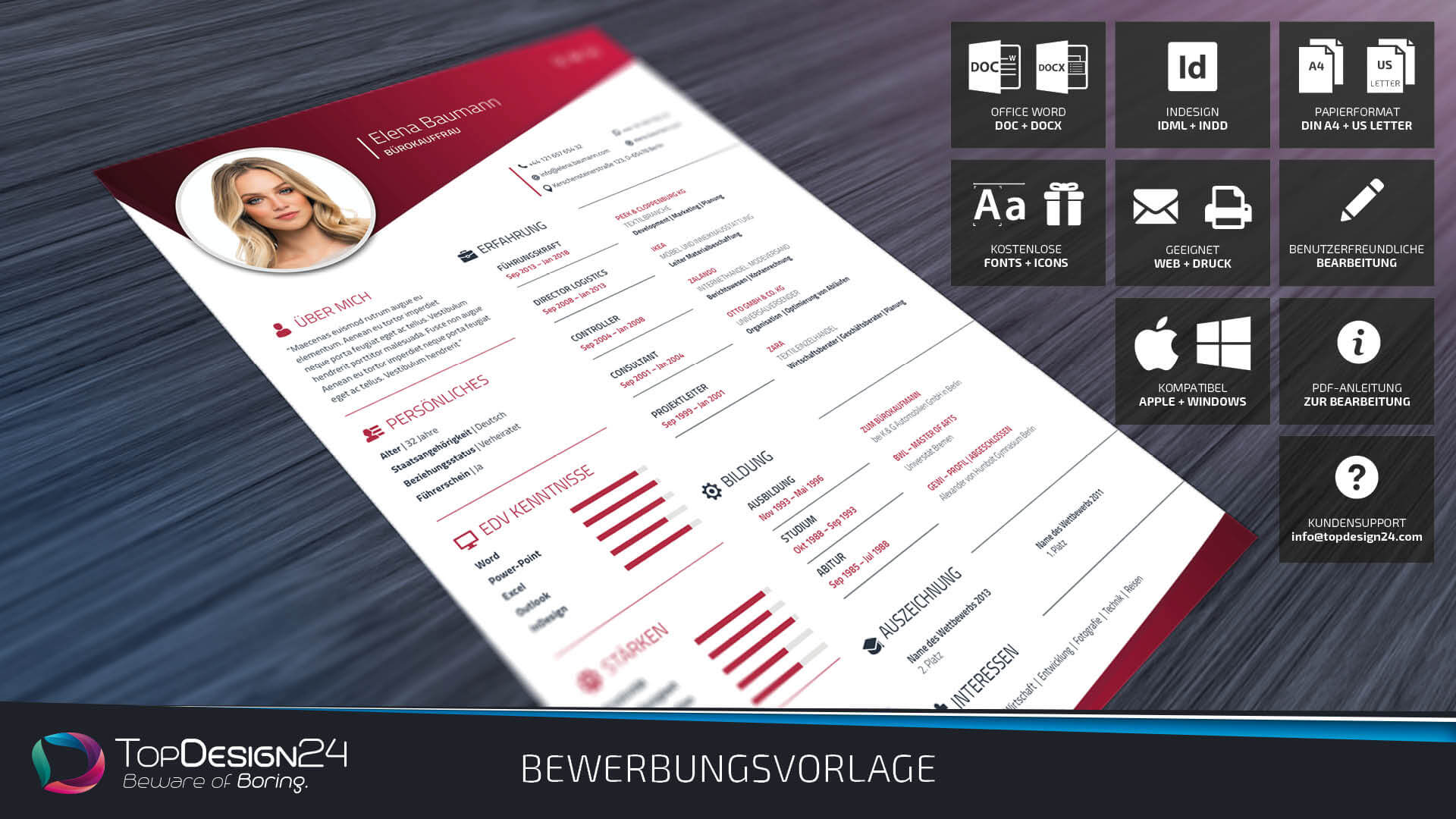 Lebenslauf Vorlage 2018 TopDesign24 Bewerbungsvorlage