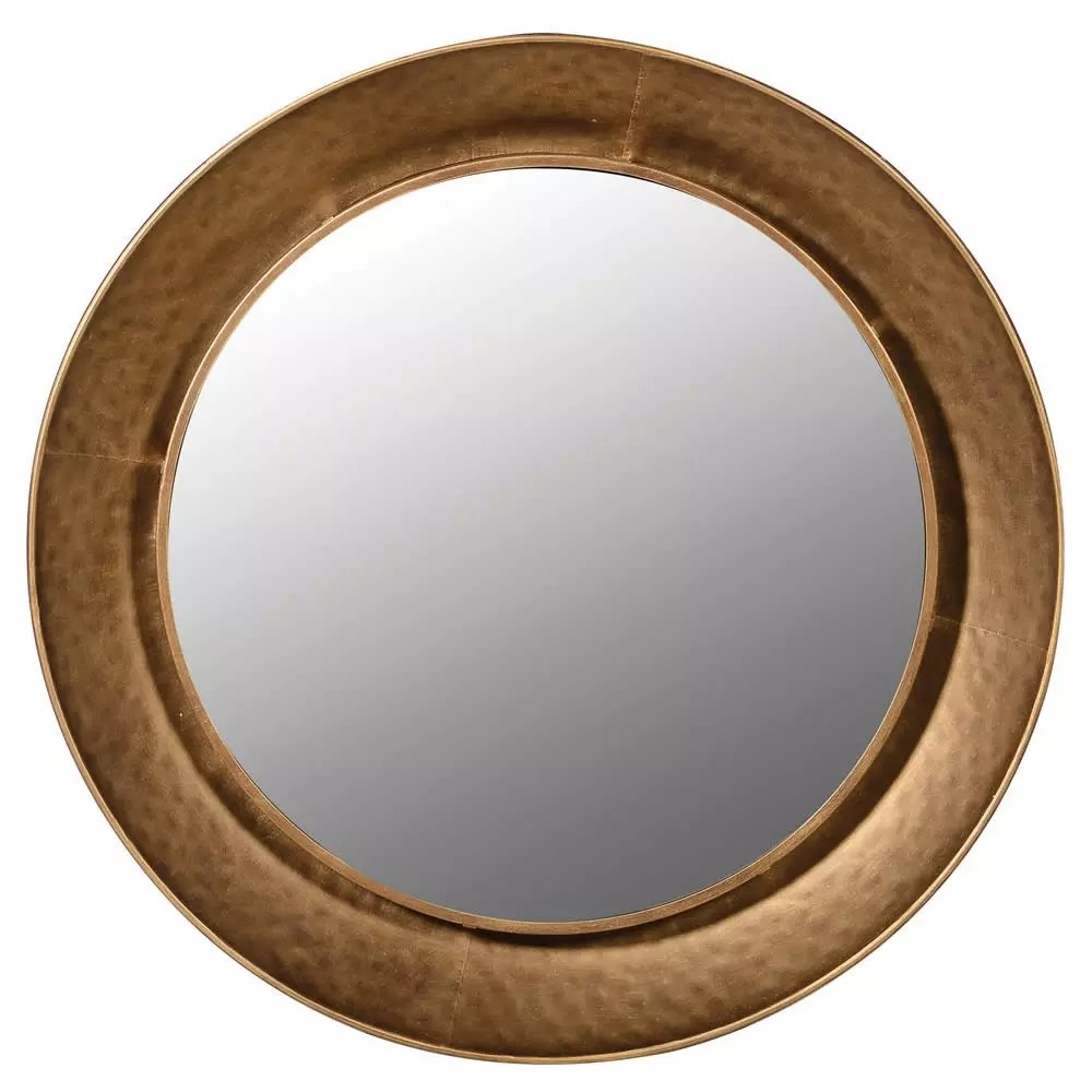 Gold Hammered Rim Round Wall Mirror FBA053 Top Drawer Cork