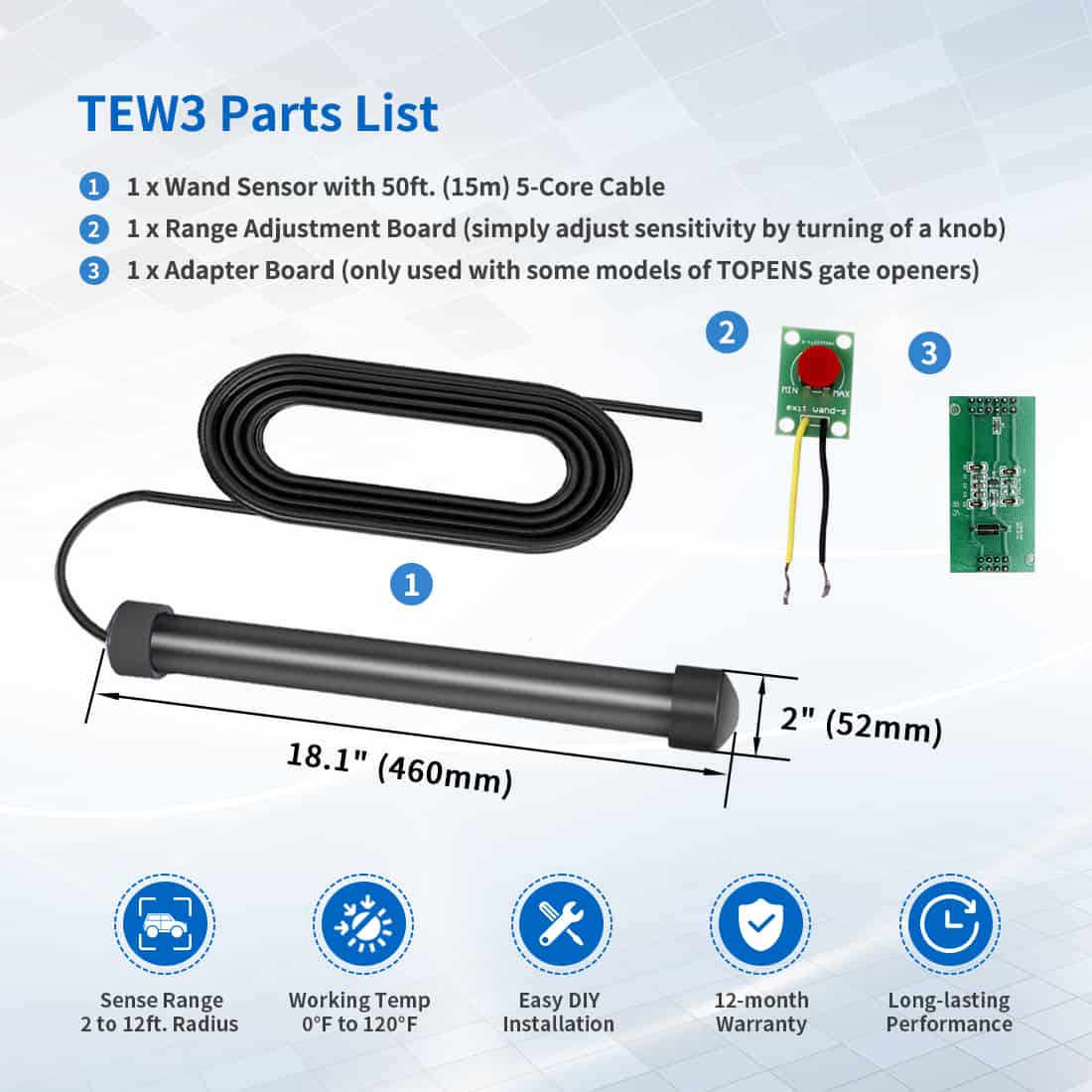 TEW3 Driveway Vehicle Sensor for Automatic Gate Openers TOPENS