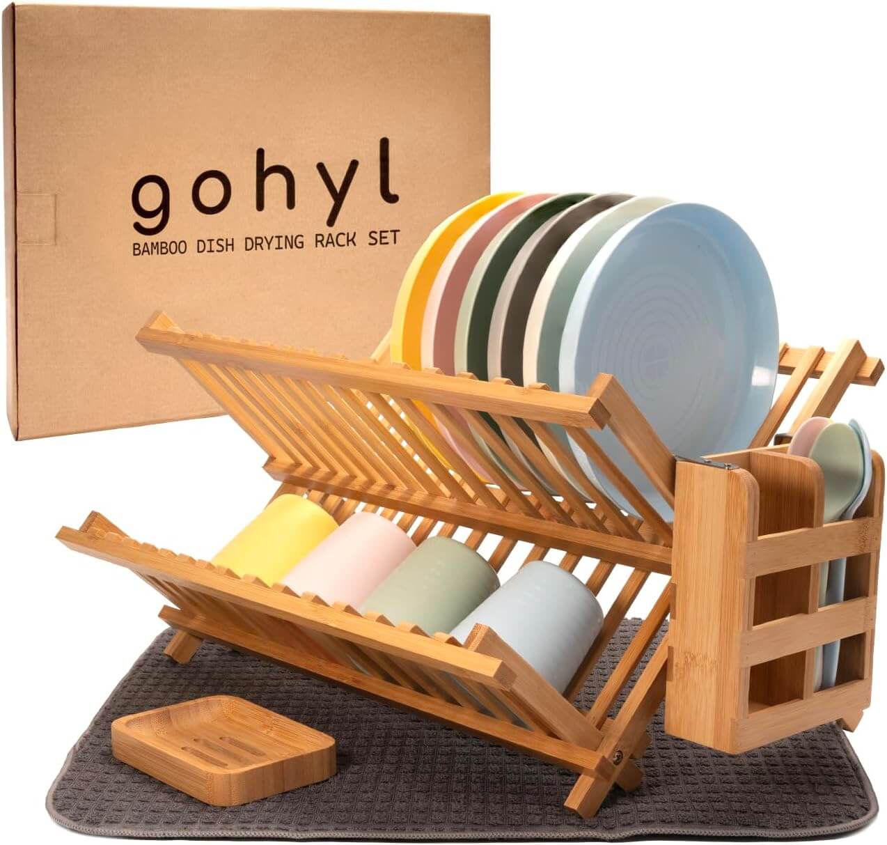 Bamboo Dish Drying Rack Top Kitchen Gadget