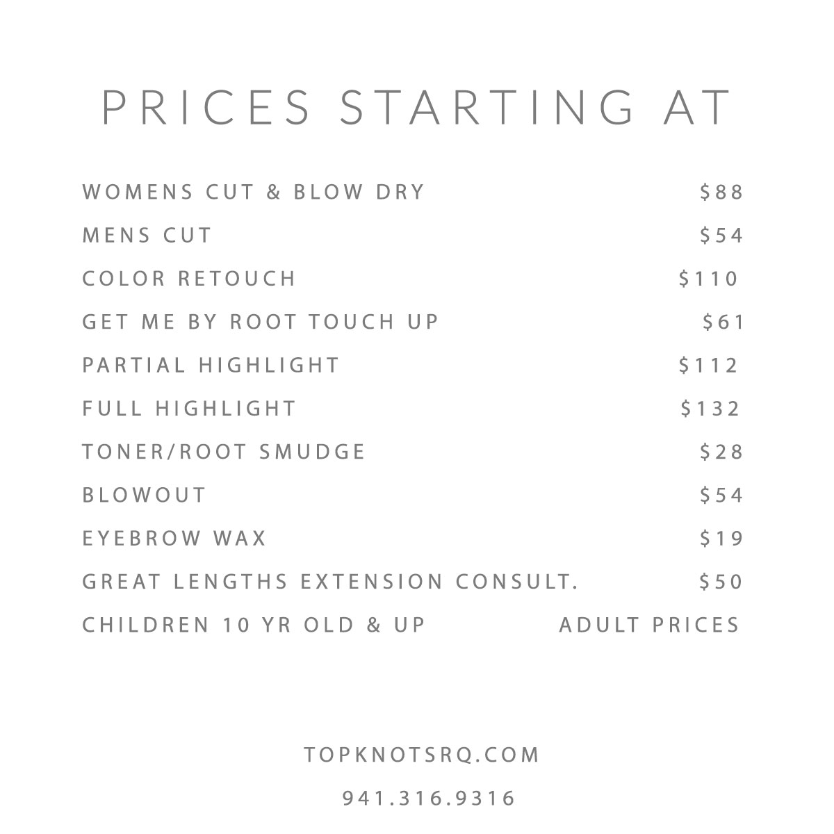 Services Sarasota's Top Notch Salon Top•Knot Salon