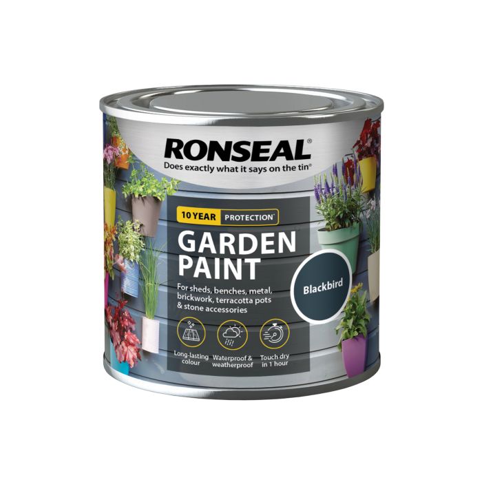 Topline Doyles.Ronseal 250ml Garden Paint Blackbird
