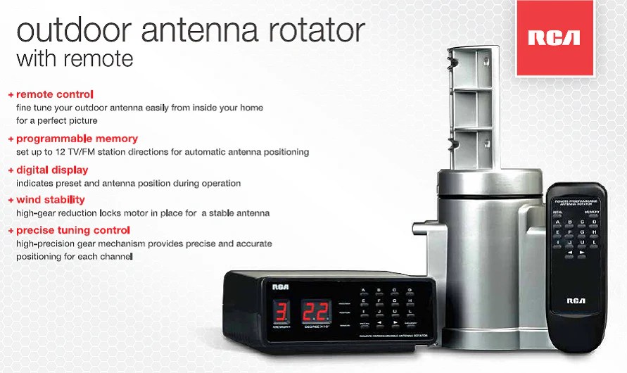 RCA Digital Outdoor TV Antenna Rotor with Remote Top Notch Antennas