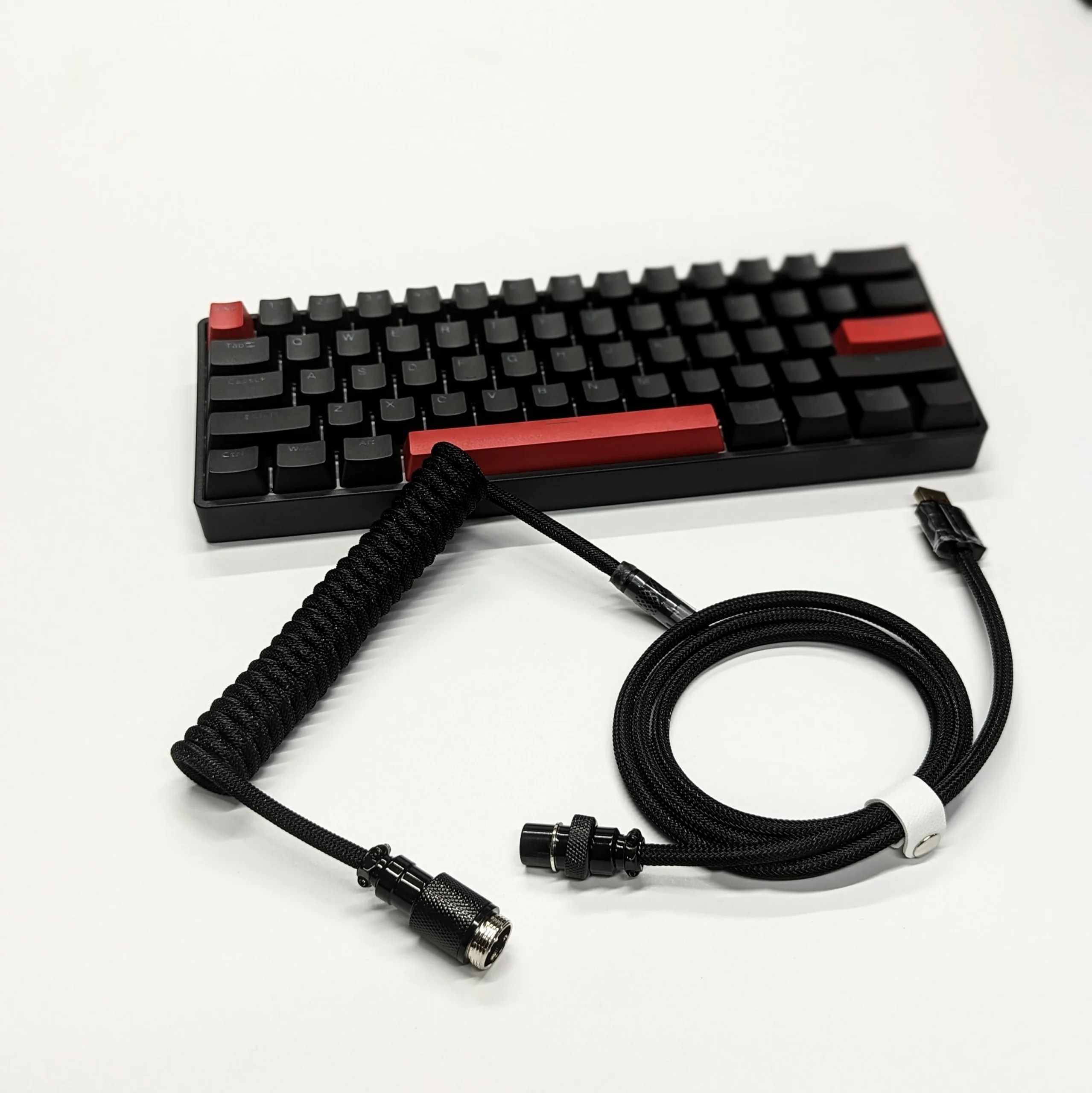 Premium USB Coiled Cable For Mechanical Keyboard (Black) - TopNotch
