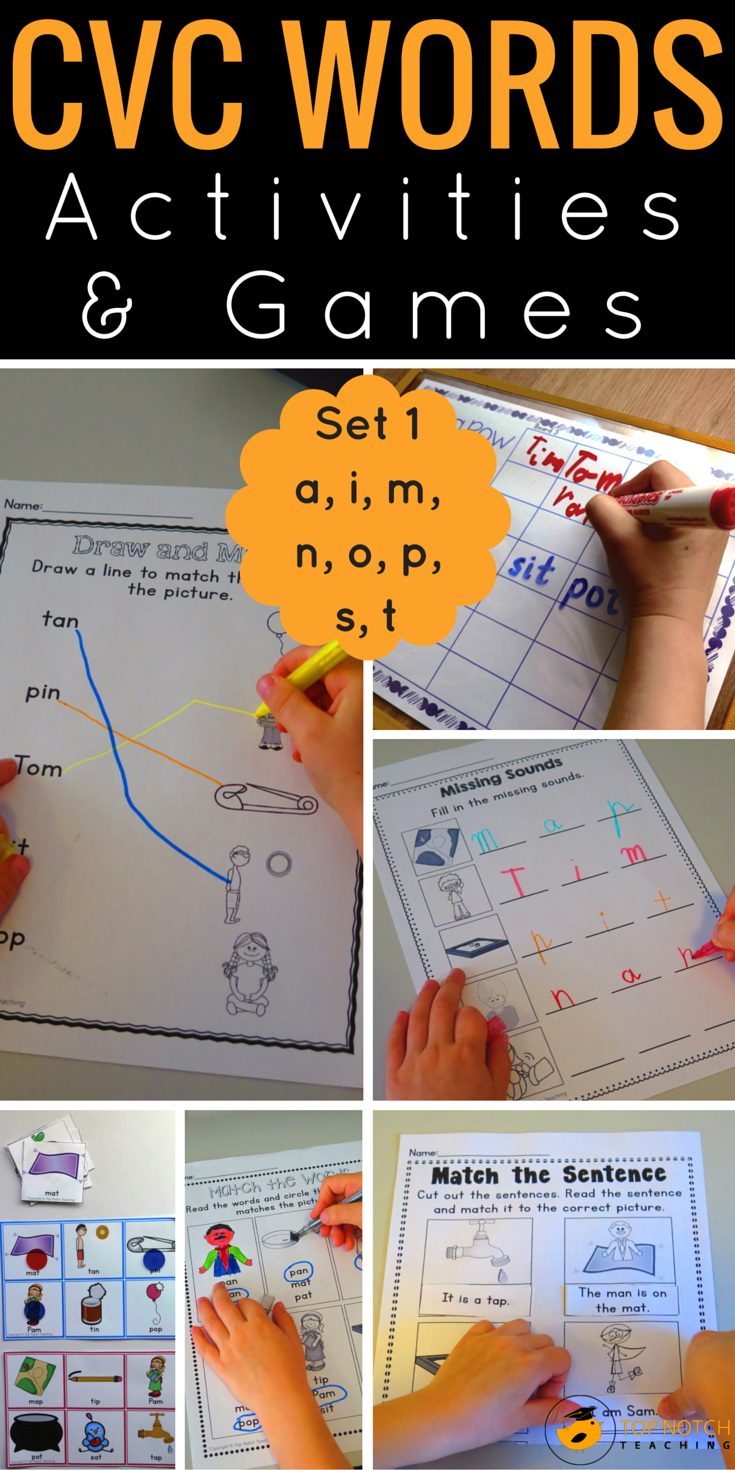 CVC Words Activities & Games Set 1 Top Notch Teaching