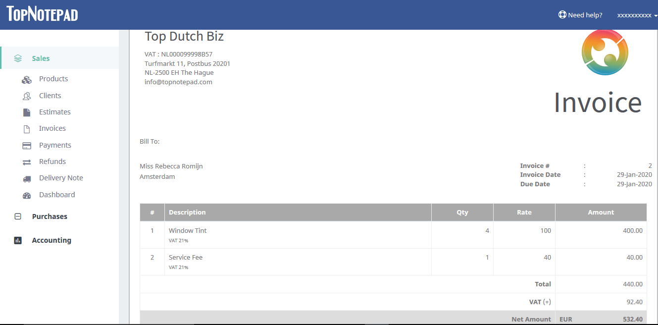 The Dutch VAT accounting software for VAT Invoicing & bookkeeping