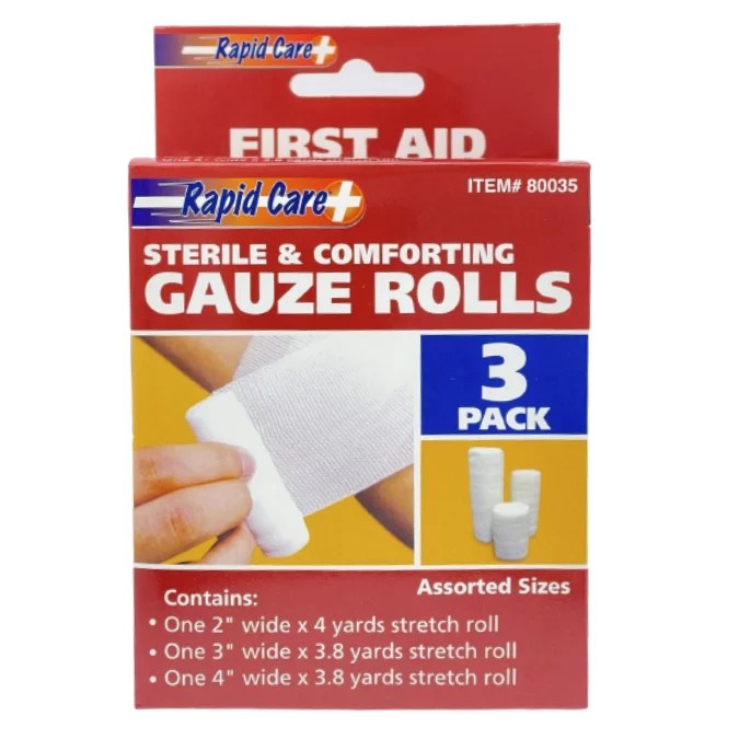 Rapid Care Gauze Rolls 3 Pack 1,200 PC LOT Topper Liquidators