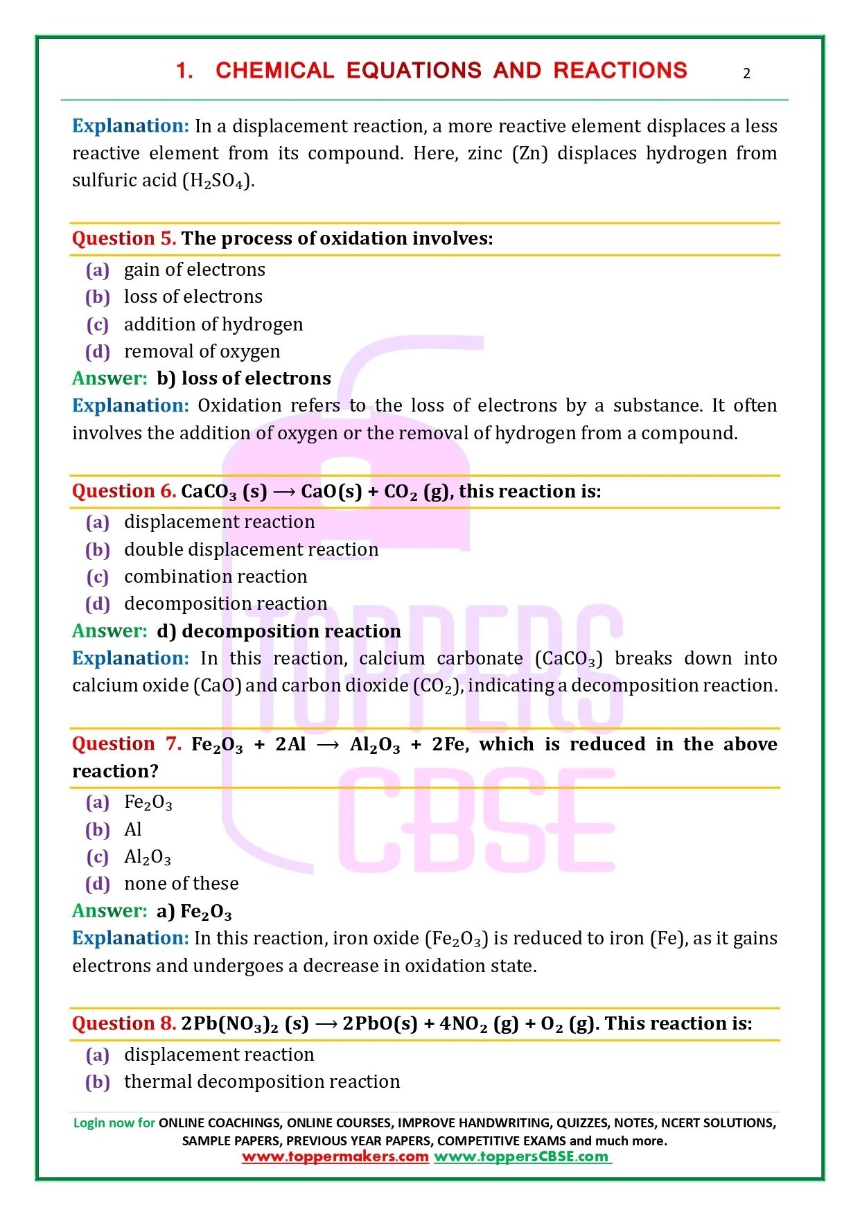 Class 10 Science MCQs ToppersCBSE