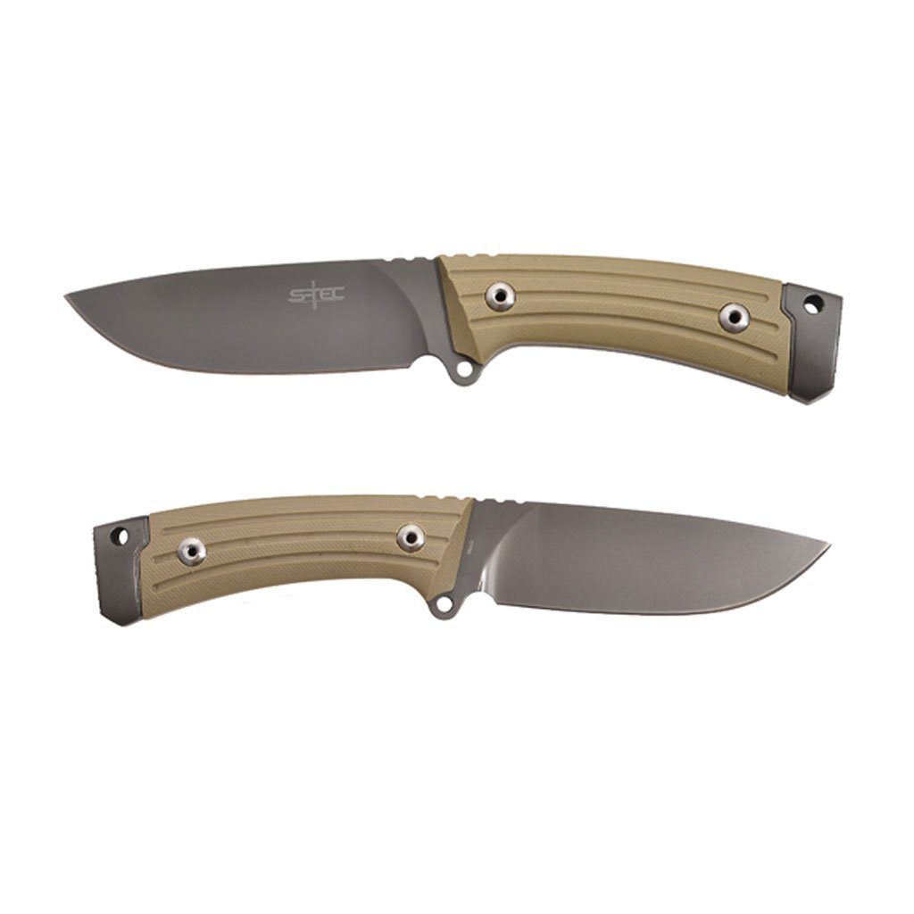 TOP QUEST STEC 10" Fixed Blade Knife Gray Titanium Coat w/ G10 Handle