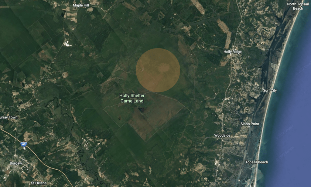 Juniper Road Two Fire in Holly Shelter Game Lands, NC Details, Size