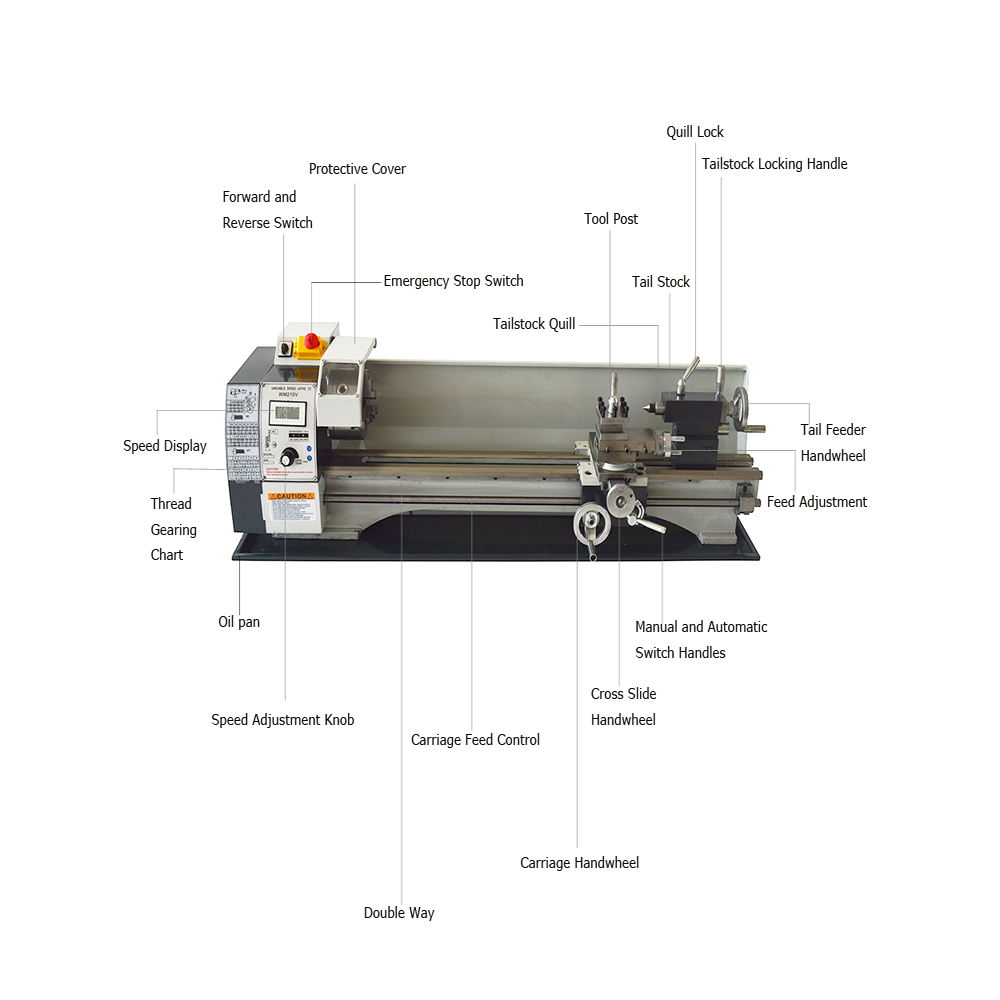 WM210V High Precision Metal Lathe Benchtop Lathe 8