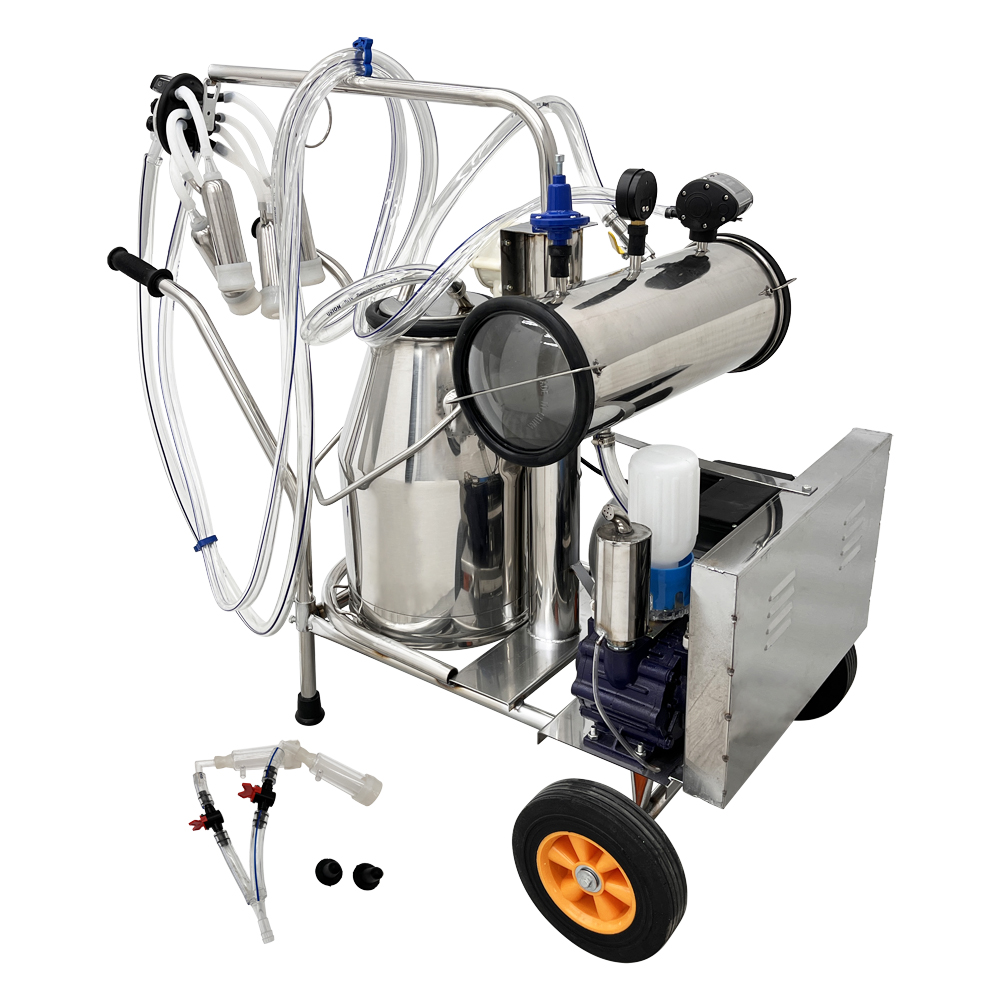 INTBUYING 110V Stainless Steel Vacuum Pump Milking Machine Bucket