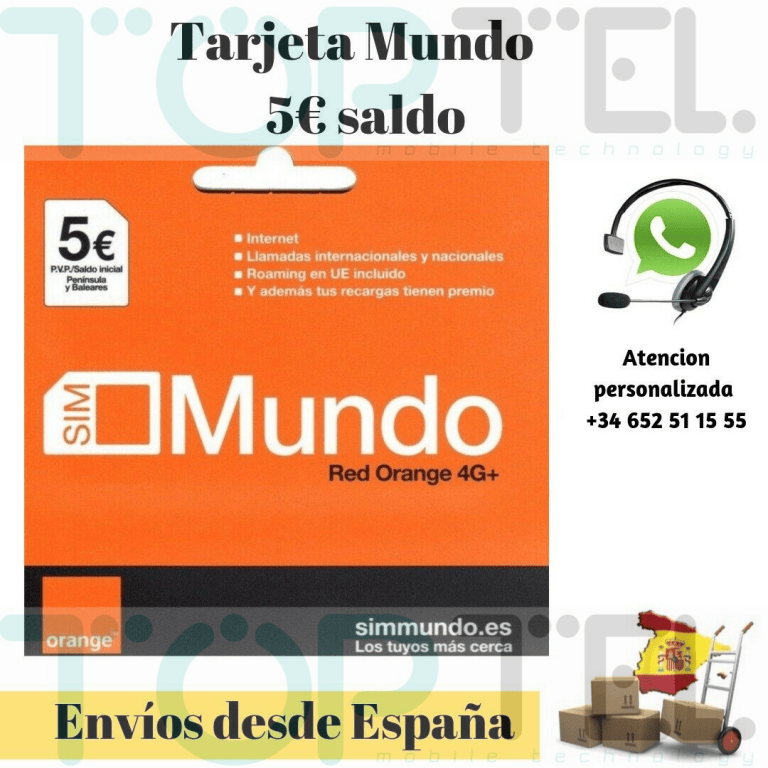 Tarjeta Prepago Orange con 5 € de saldo incluidos. TopSim
