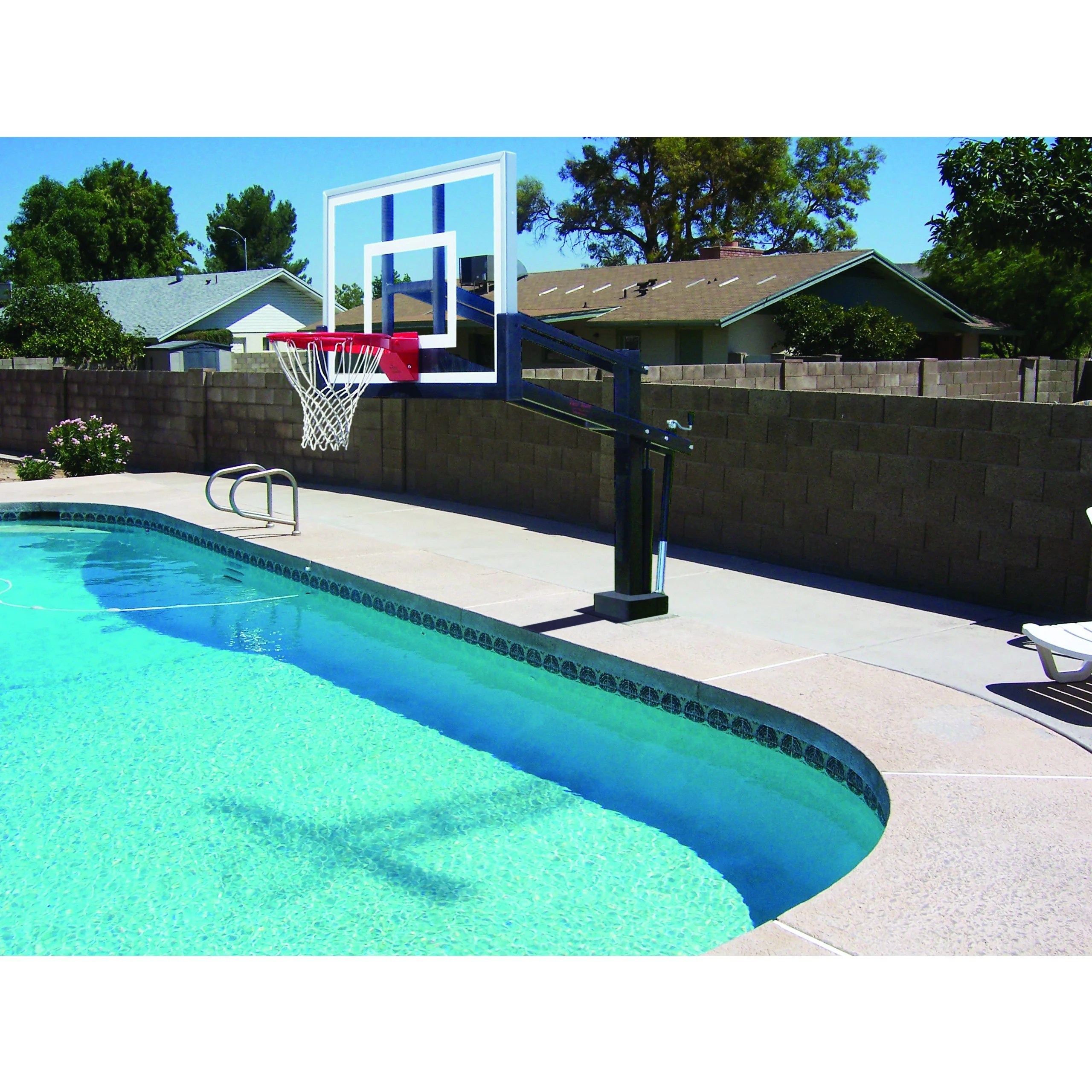 Poolside Adjustable Basketball Hoop, First Team HydroShot Top Sports Tech