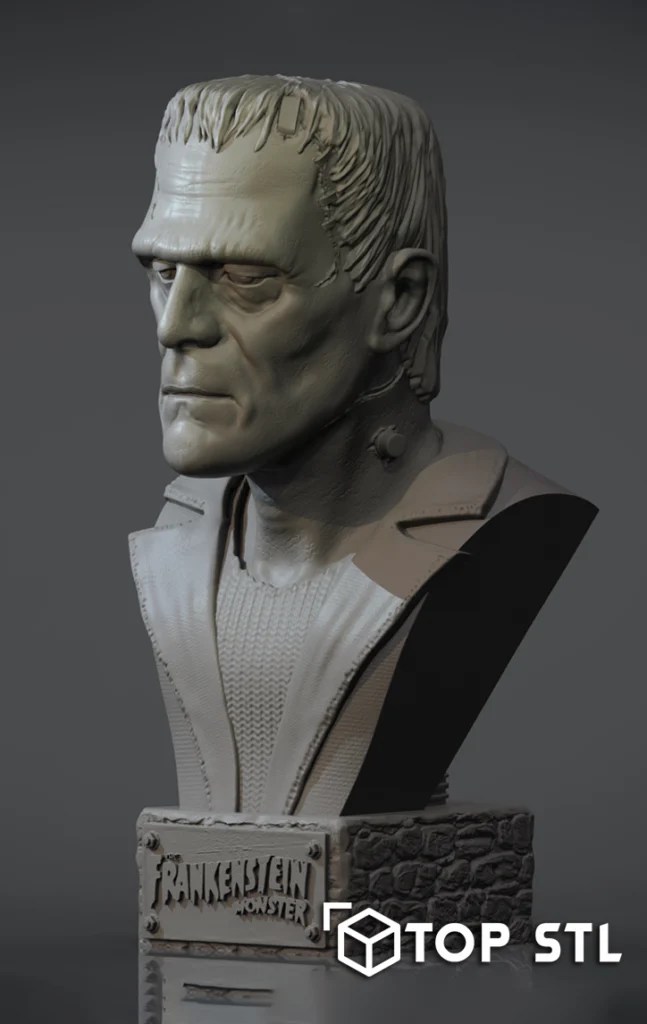 Frankenstein Monster Bust STL File TOP STL