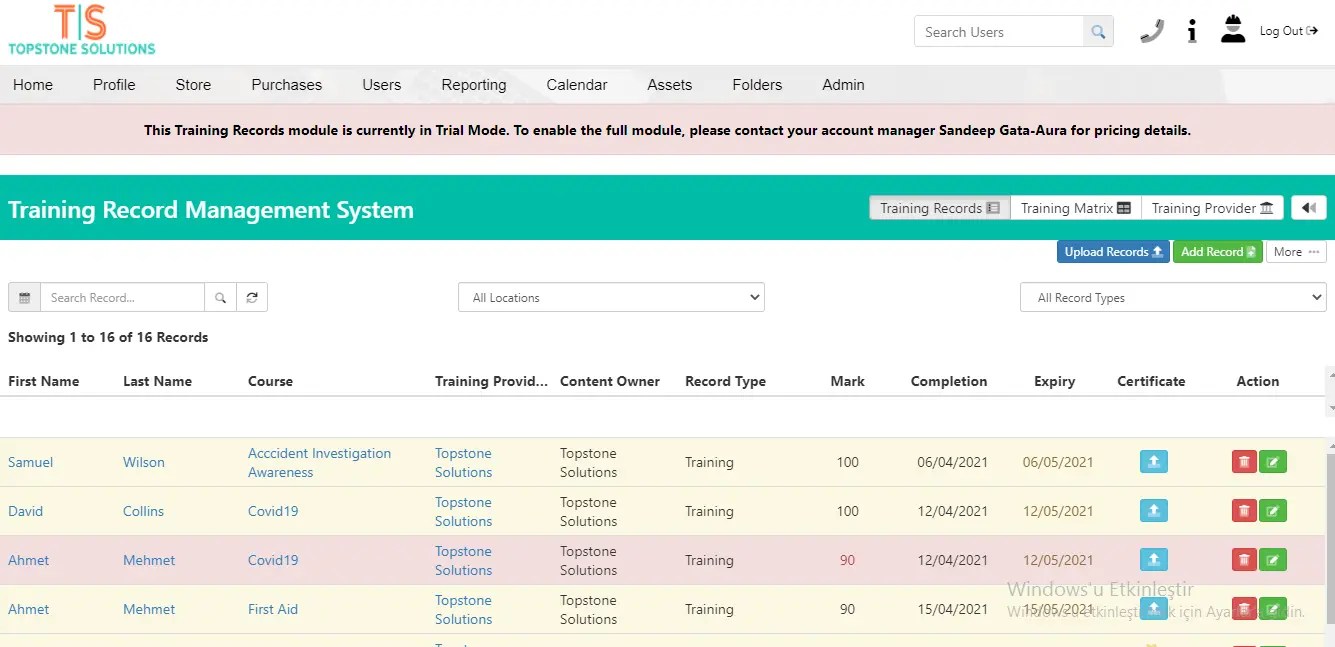 Training Record Management System Topstone Solutions