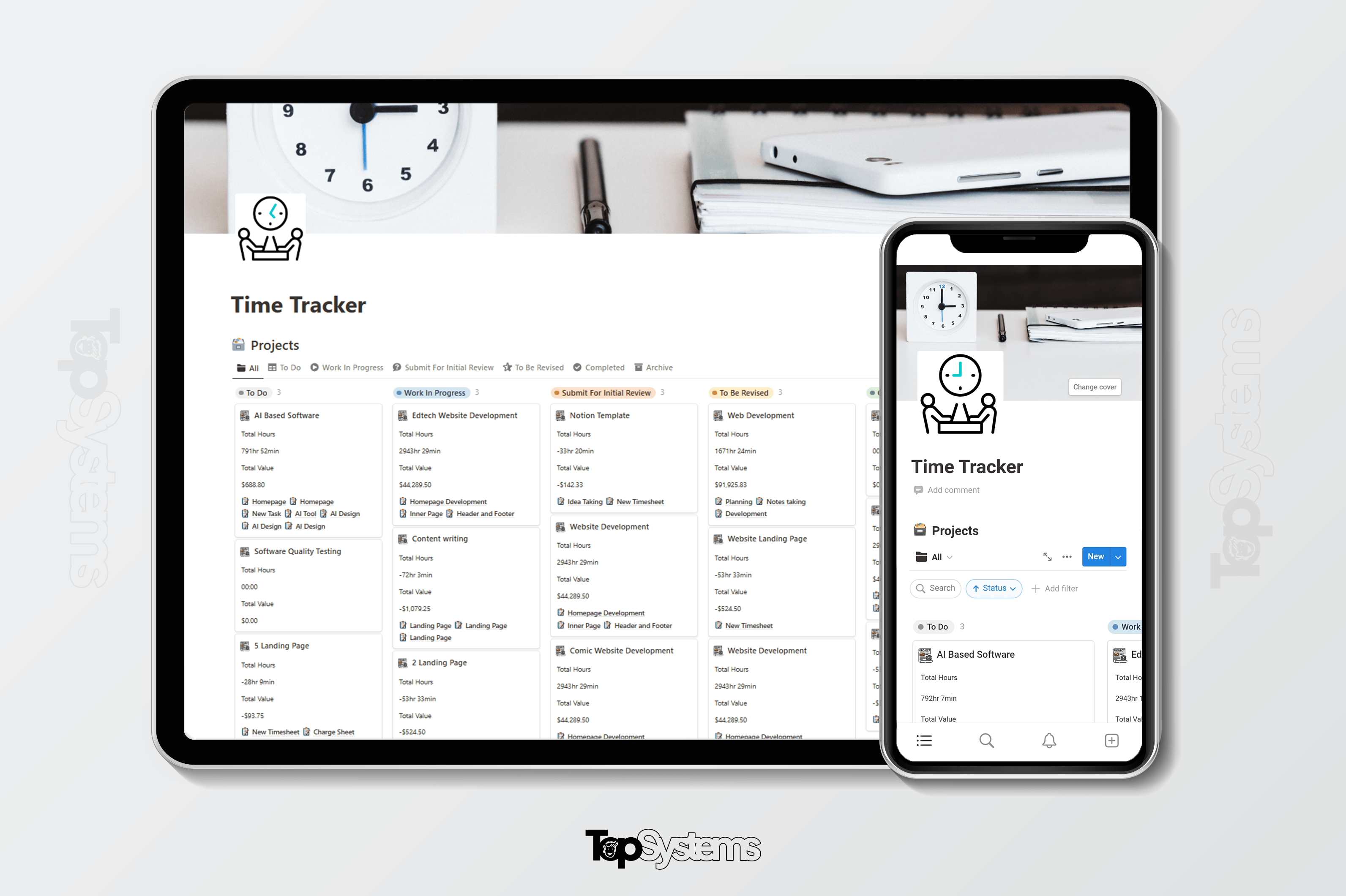 Time Tracker Notion Template TopSystems.io