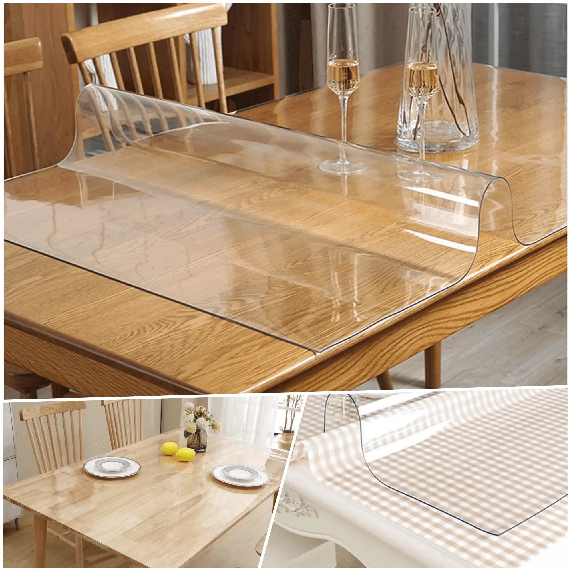 PVC Table Protector Clear Table Cloth Transparent Waterproof PVC Table