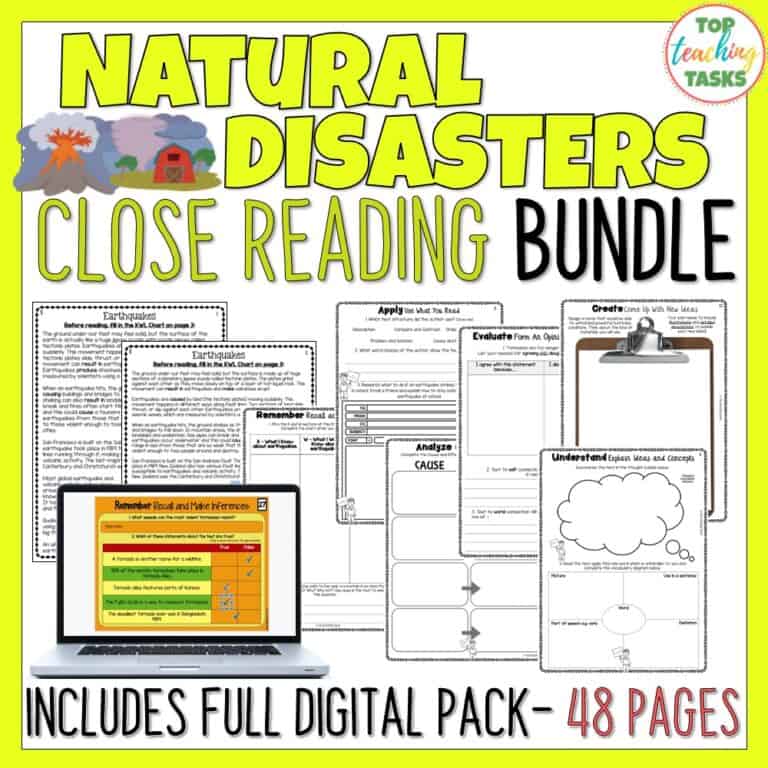 Natural Disasters Reading Comprehension Passages and Questions BUNDLE