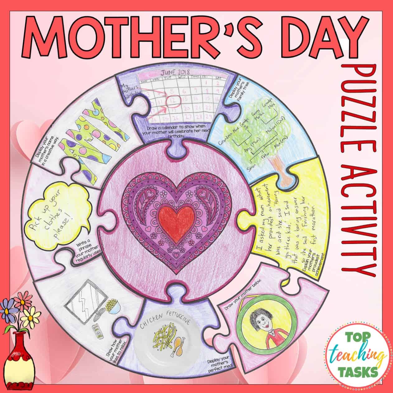 Mother's Day Activity Puzzle Poster Top Teaching Tasks