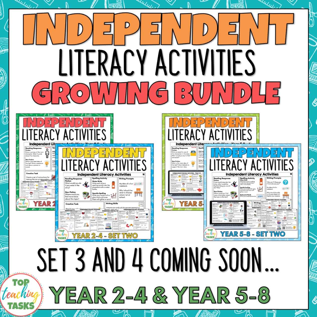 Independent Literacy Activities GROWING BUNDLE (Year 24 AND Year 58