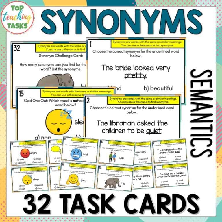 Synonyms Task Cards Semantics Task Cards Top Teaching Tasks