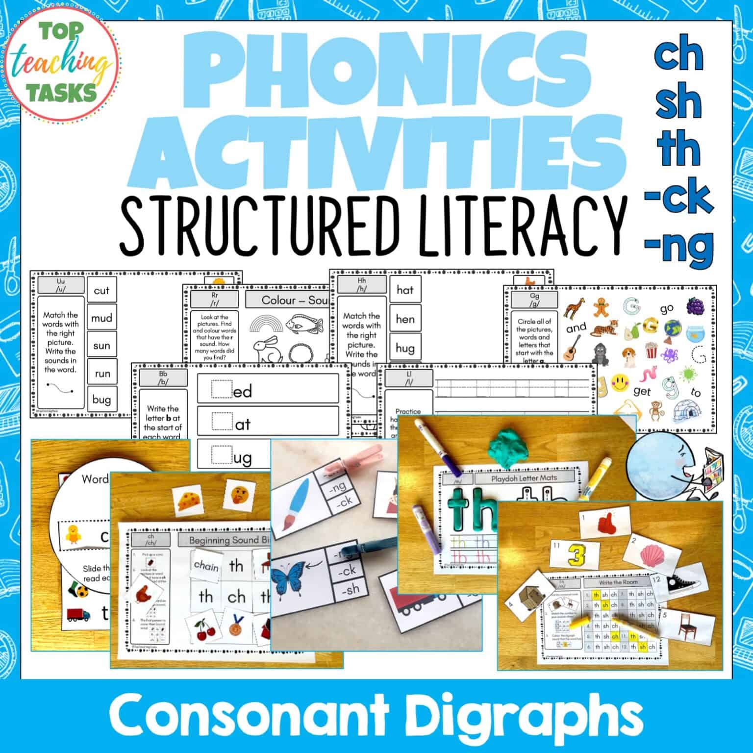 Phonics and Structured Literacy Activities Consonant Digraphs Top