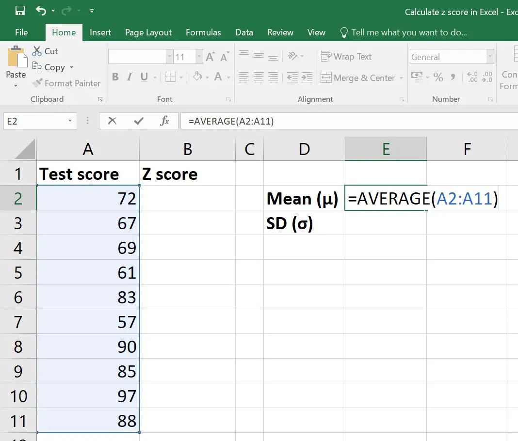 CalculateZscoreinExcelaverage Top Tip Bio