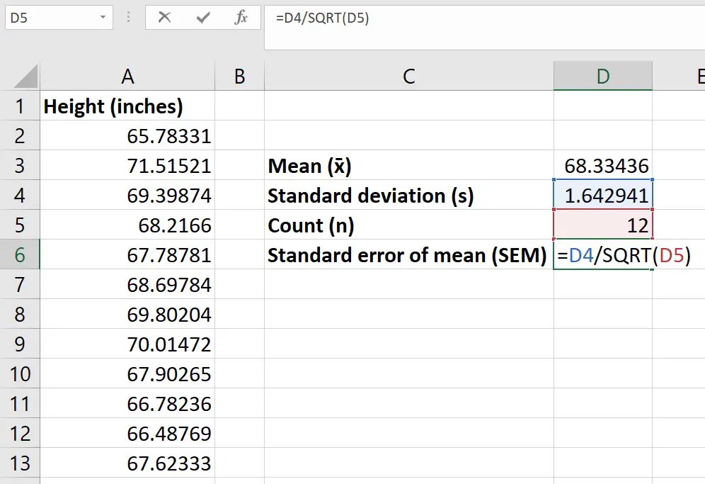 Standard Error Formula Excel