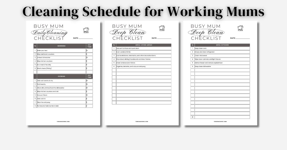 Easy Weekly Cleaning Schedule For Working Mums (Printable!) » Torera