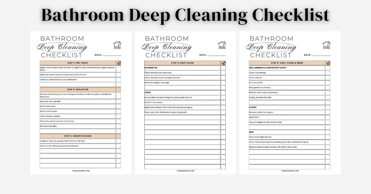 The BEST Printable Deep Clean Checklist For Your Bathroom » Torera