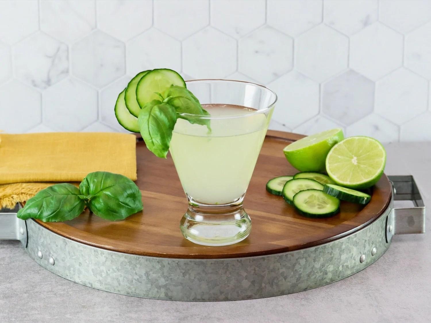 Cucumber Martini Recipe with Basil, Lime, and Ginger