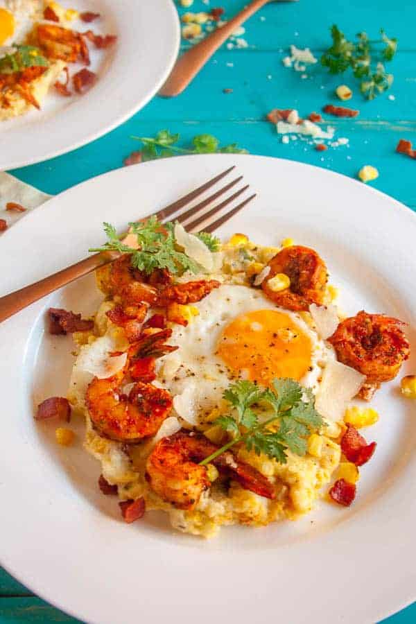 Spiced Shrimp and Creamy Polenta {A Delicious Spin on your Traditional
