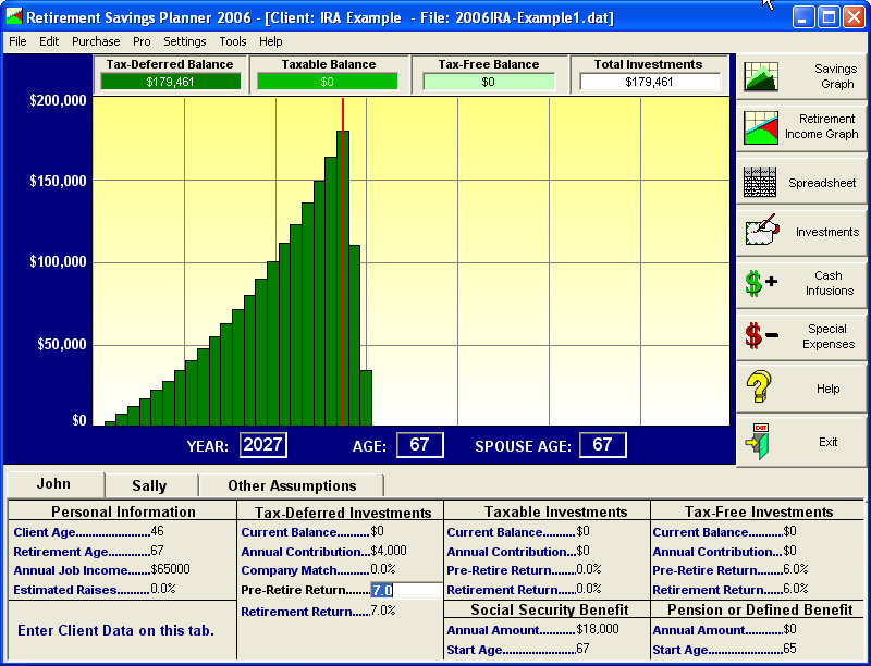 Retirement Savings Planner Traditional IRA and Roth IRA