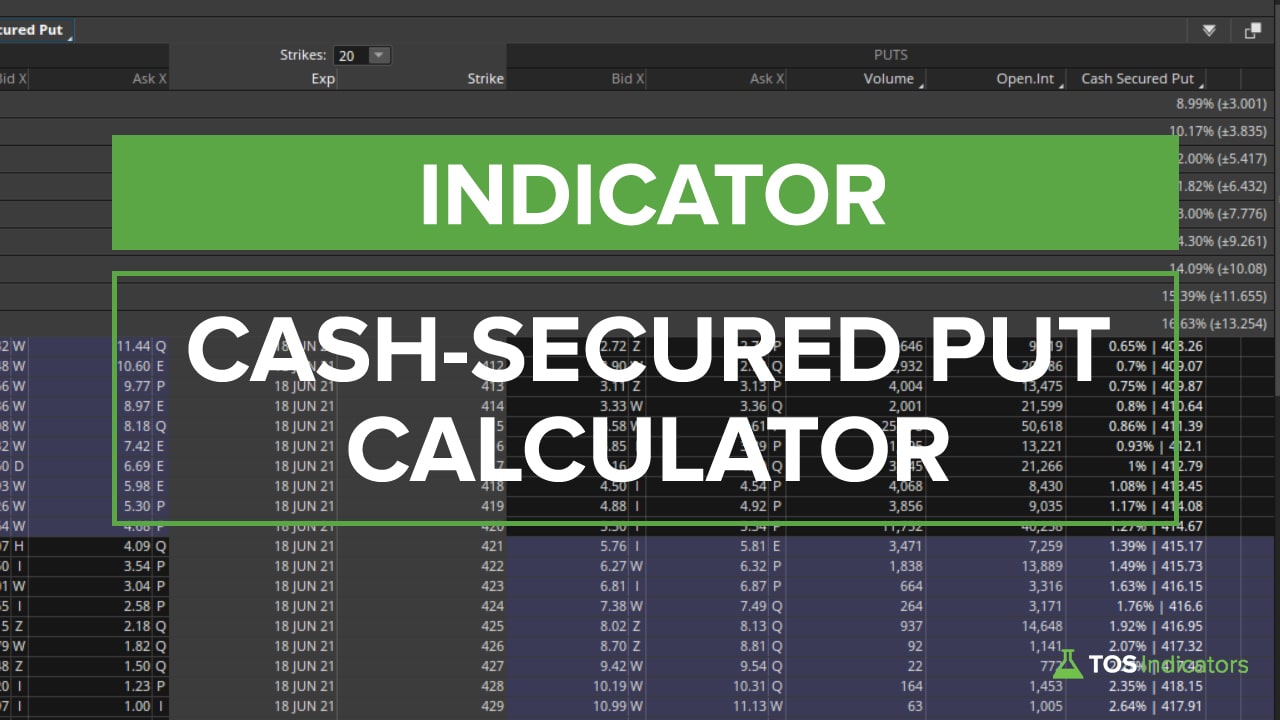 Cash Secured Put Calculator For ThinkOrSwim