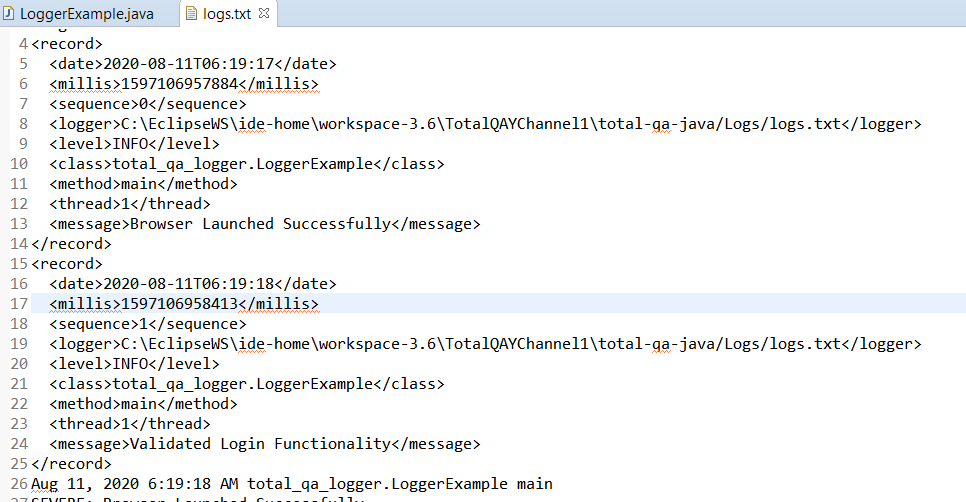 Loggers in Java,Selenium for Beginners TotalQA