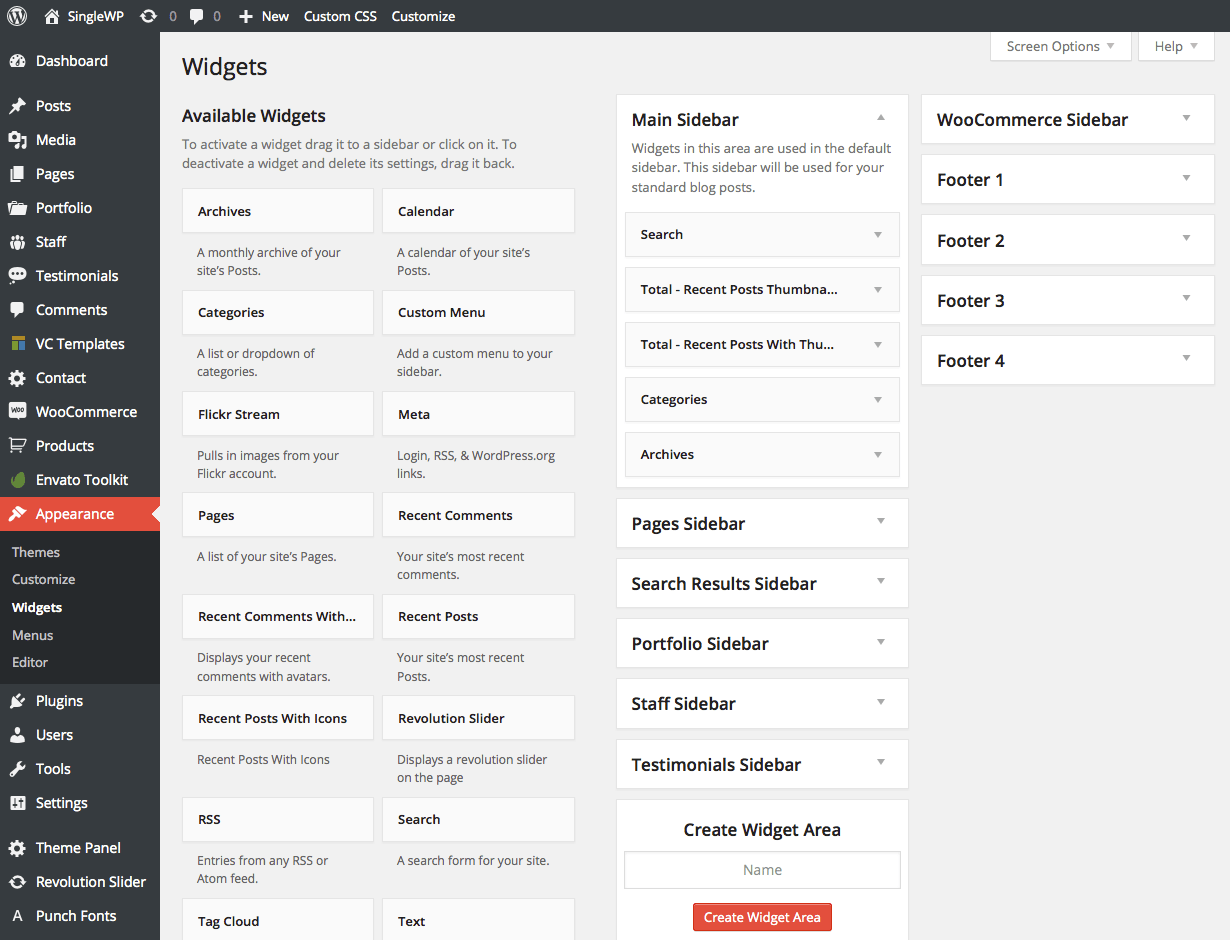 Widgets & Sidebars Total WordPress Theme