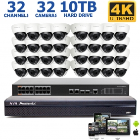 Ultimate 32 Dome Camera 4K NVR System, 100FT Night Vision – Total CCTV