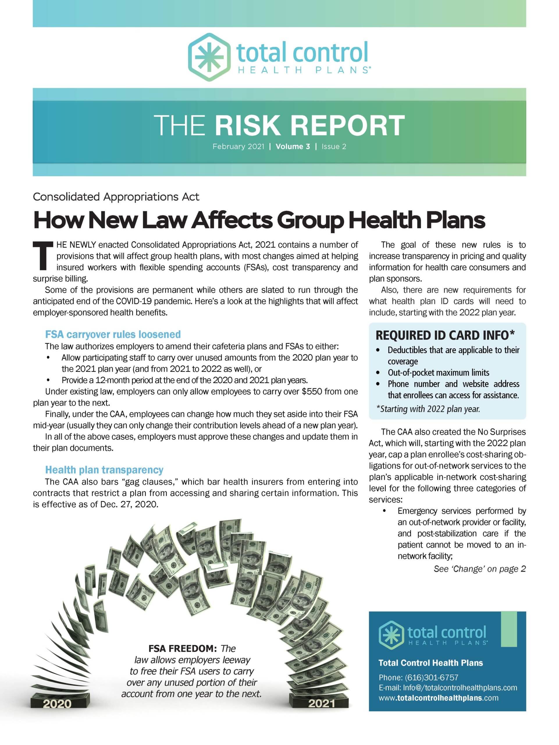 The Risk Report March 2021 Total Control Health Plans