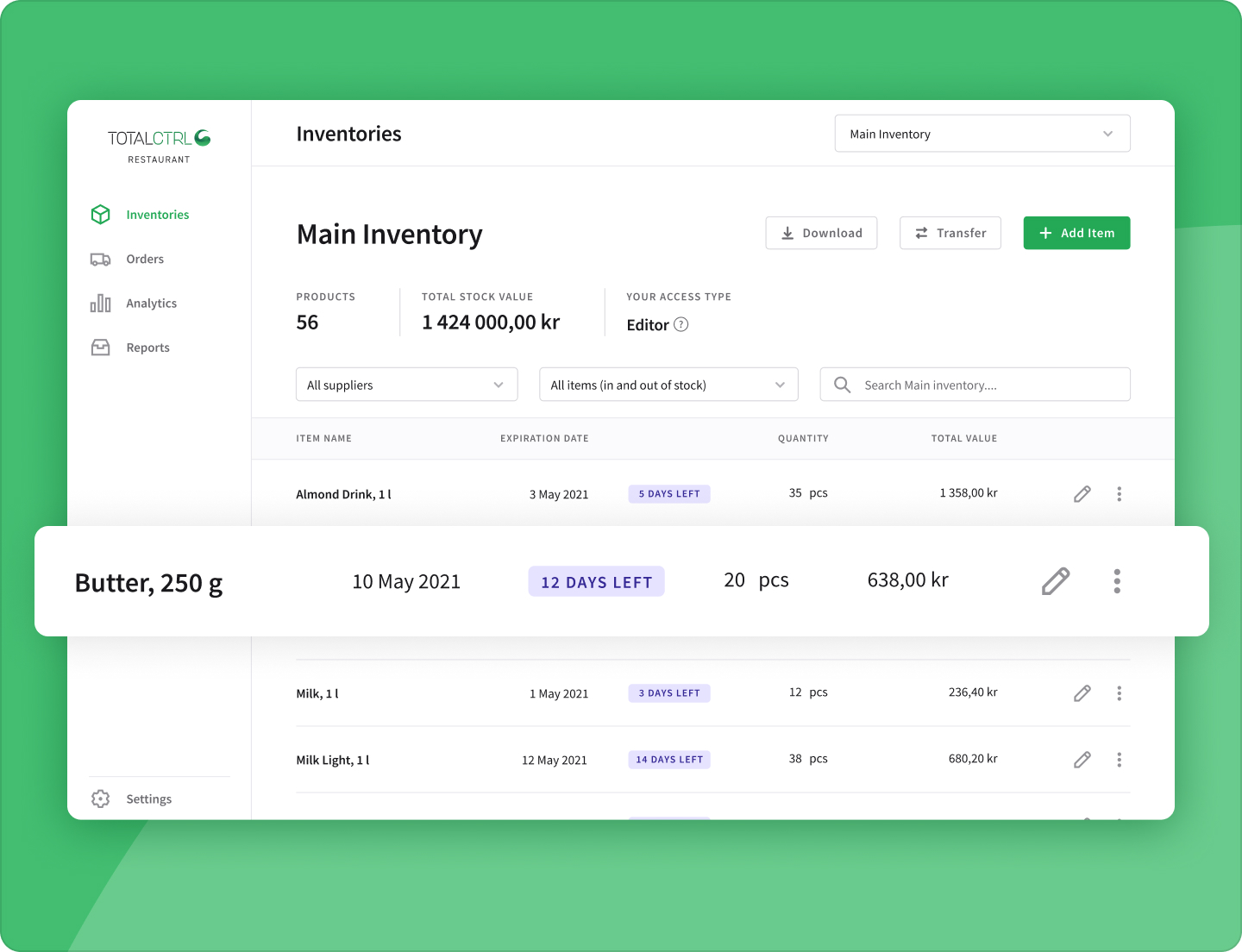 Restaurant Inventory Management Software TotalCtrl