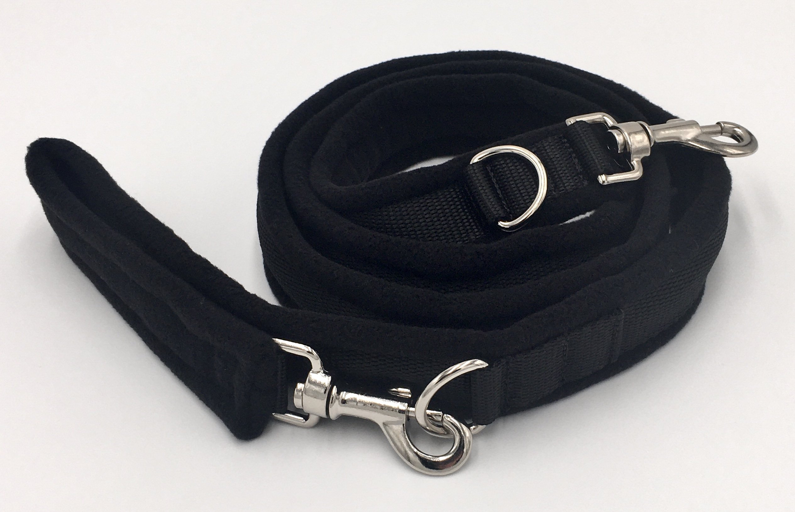 eDog. 2m Plain Fleece Dog Lead. Black Totally Greyhound