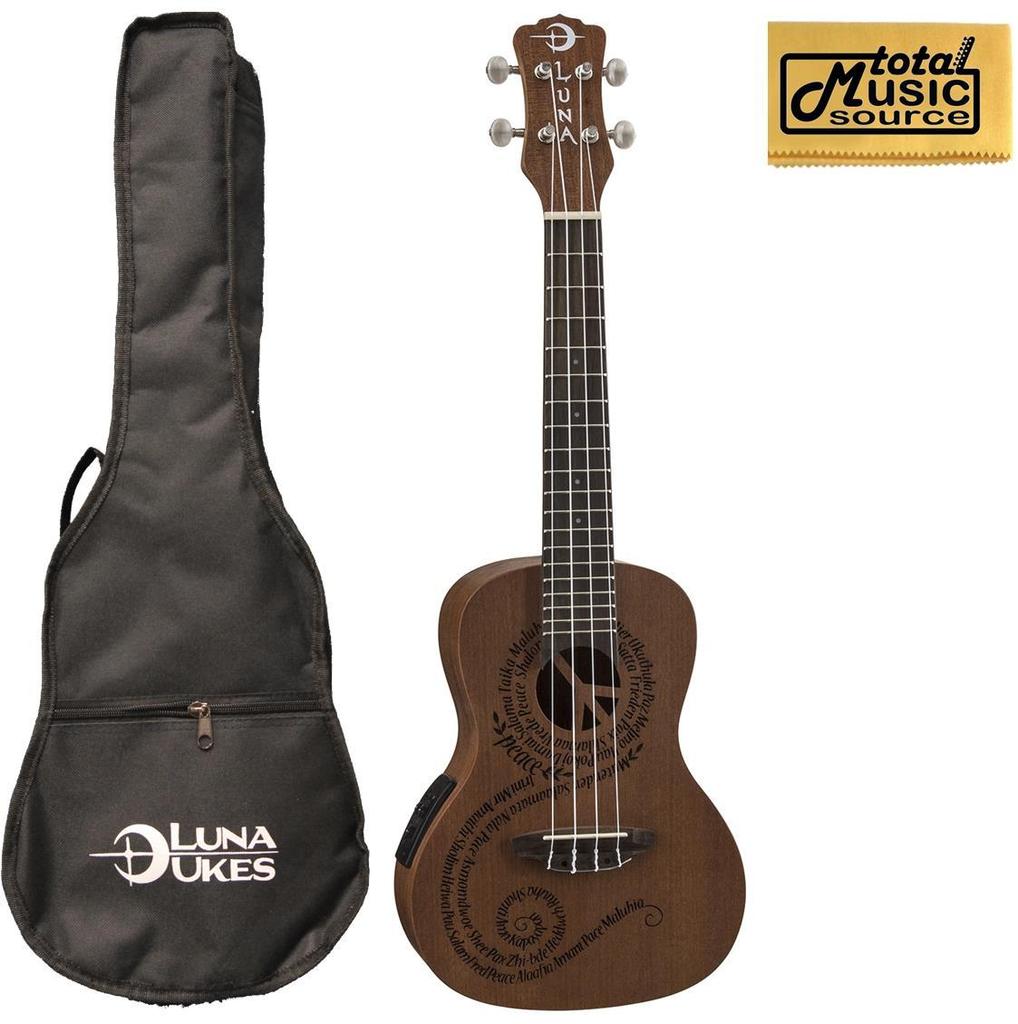 Luna Mahogany Series Maluhia Peace AcousticElectric Concert Ukulele W