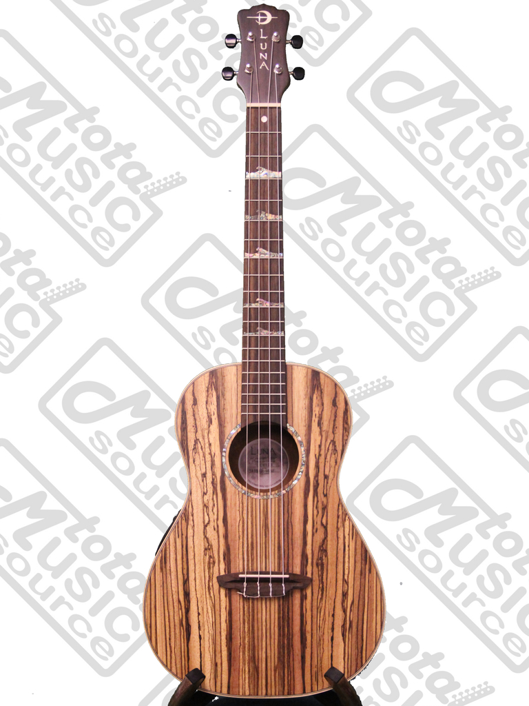 Luna High Tide Series Zebrawood Baritone AcousticElectric Ukulele w