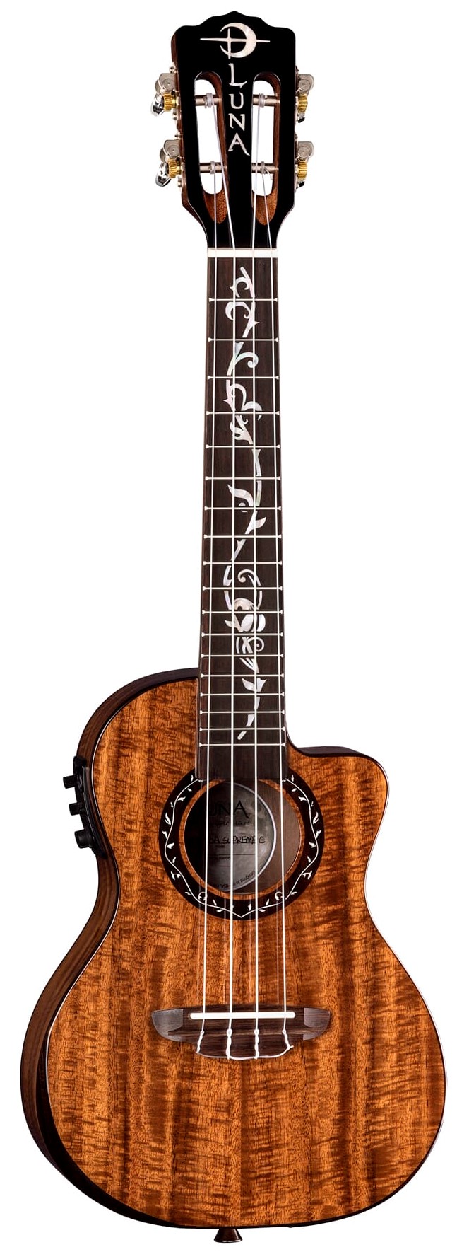 Luna Ukulele Vineyard Koa Bevel A/E Concert Ukulele w/Bag, UKE VINEYARD