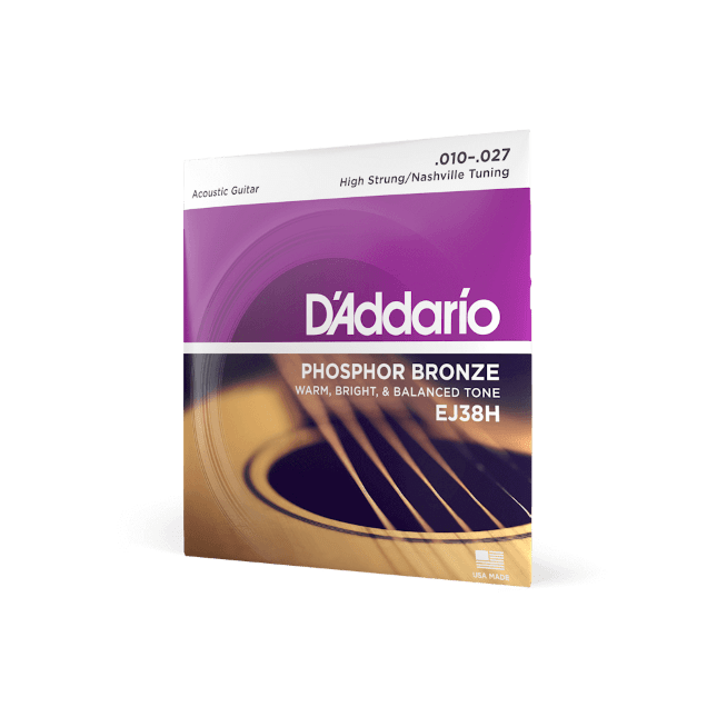 D’Addario EJ38H Phosphor Bronze Acoustic Guitar Strings, High Strung/Nashville Tuning, 1027