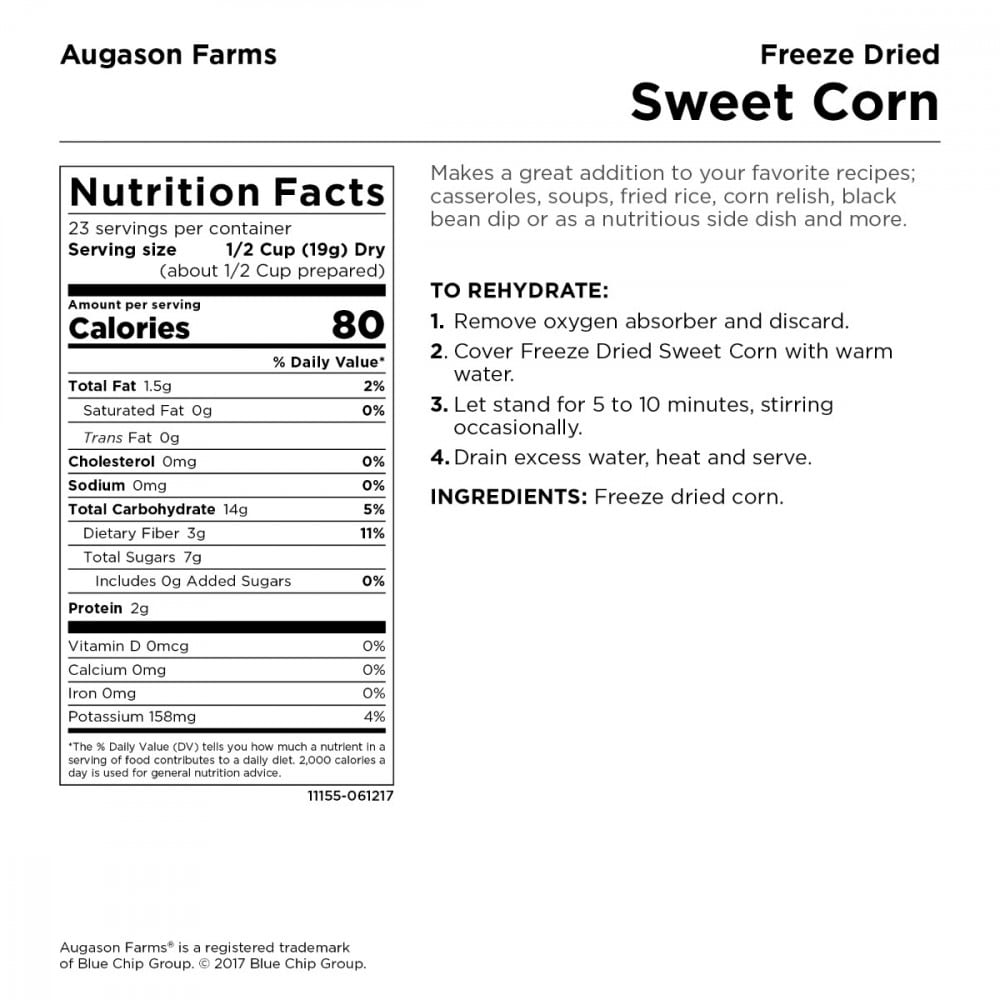 Augason Farms FreezeDried Sweet Corn Total Prepare Inc. Canada