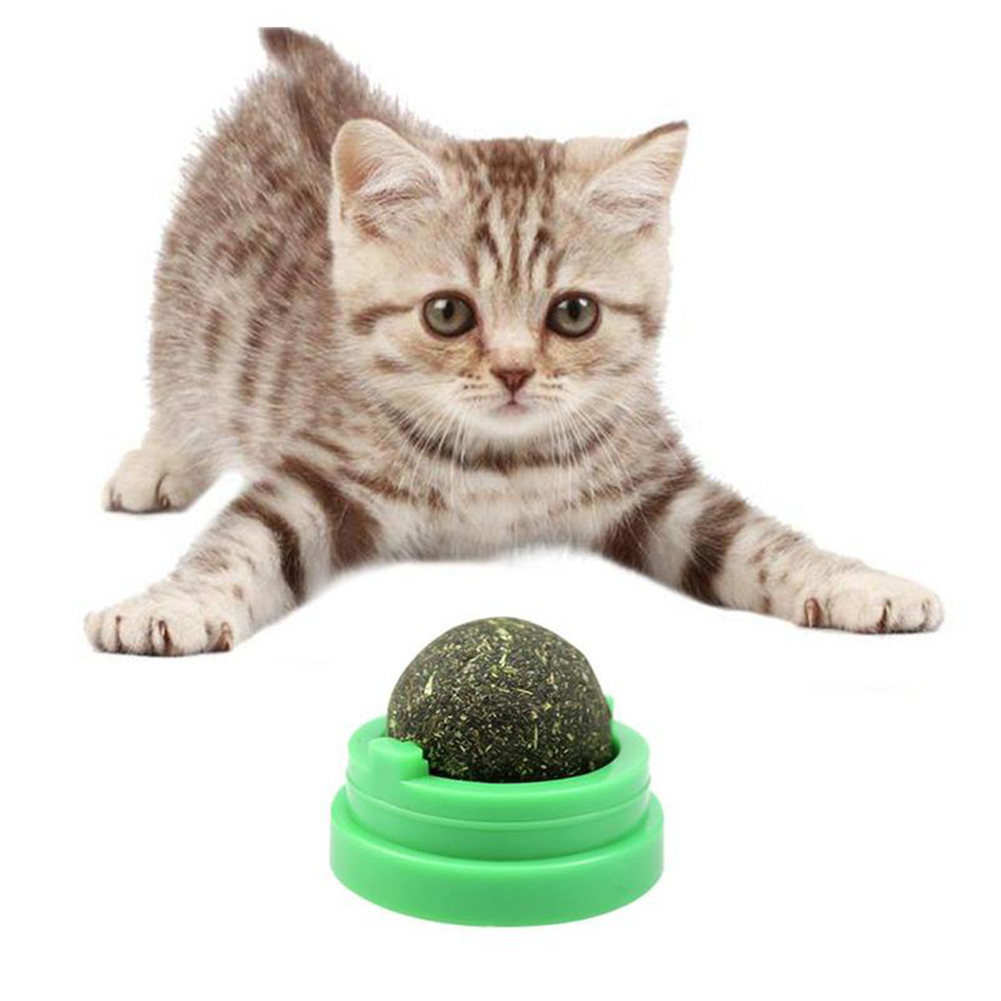 Rotating Catnip Mint Ball Cat Natural Snacks Licking Sugar Teeth
