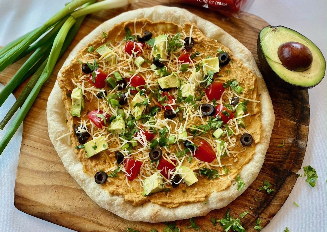 Taco Hummus Flatbread Pizza PlantForward Appetizer To Taste