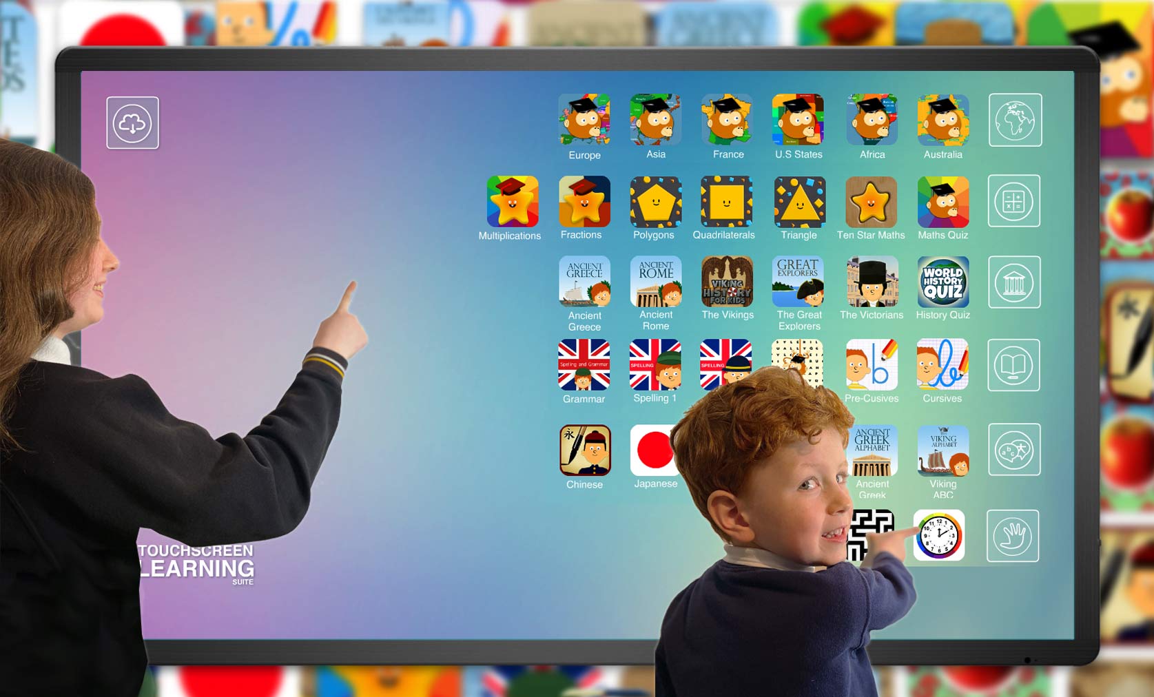 Learning games for classroom touchscreen and interactive displays