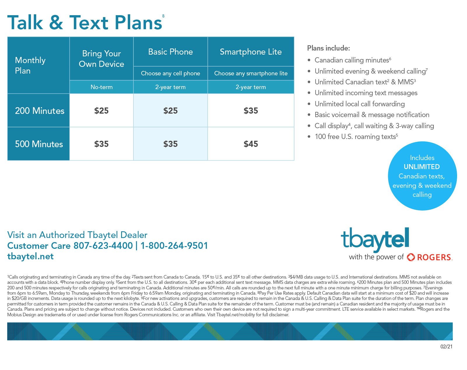 Cell Phone Plans Thunder Bay Touch Unwired Unlimited Talk & Text
